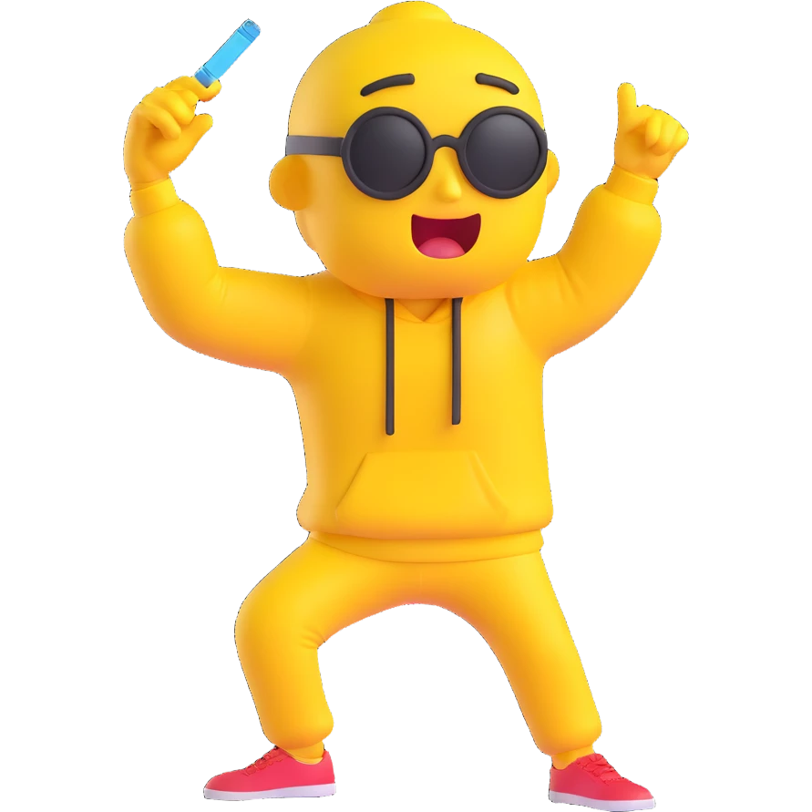 yellow face dabbing, playful emoji