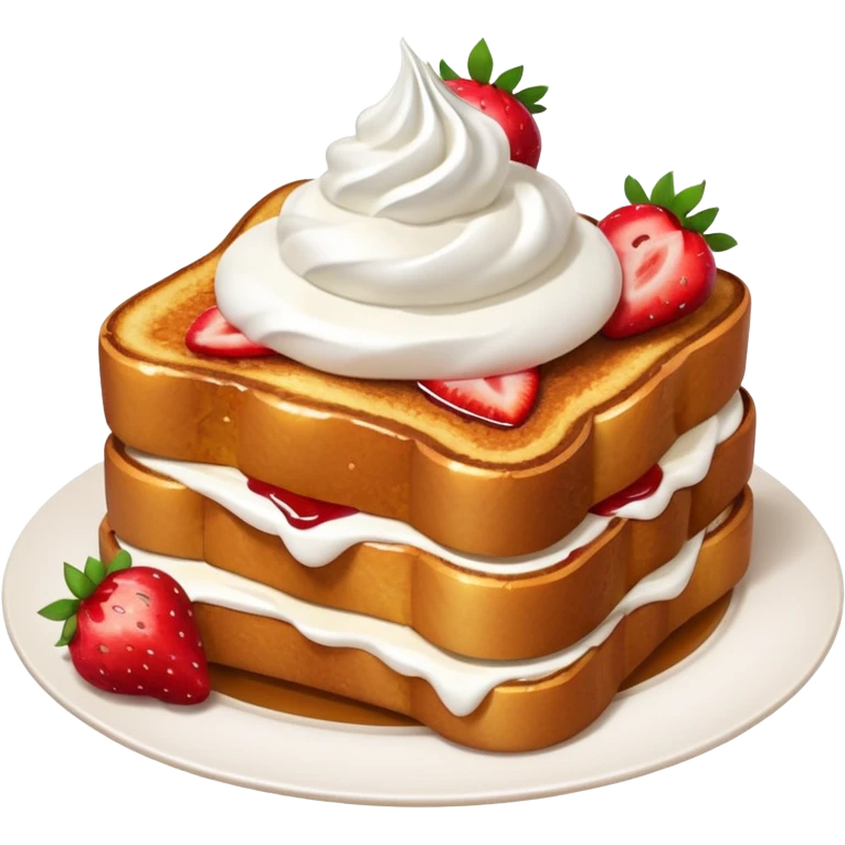 French toast with strawberry on top and whipped cream emoji