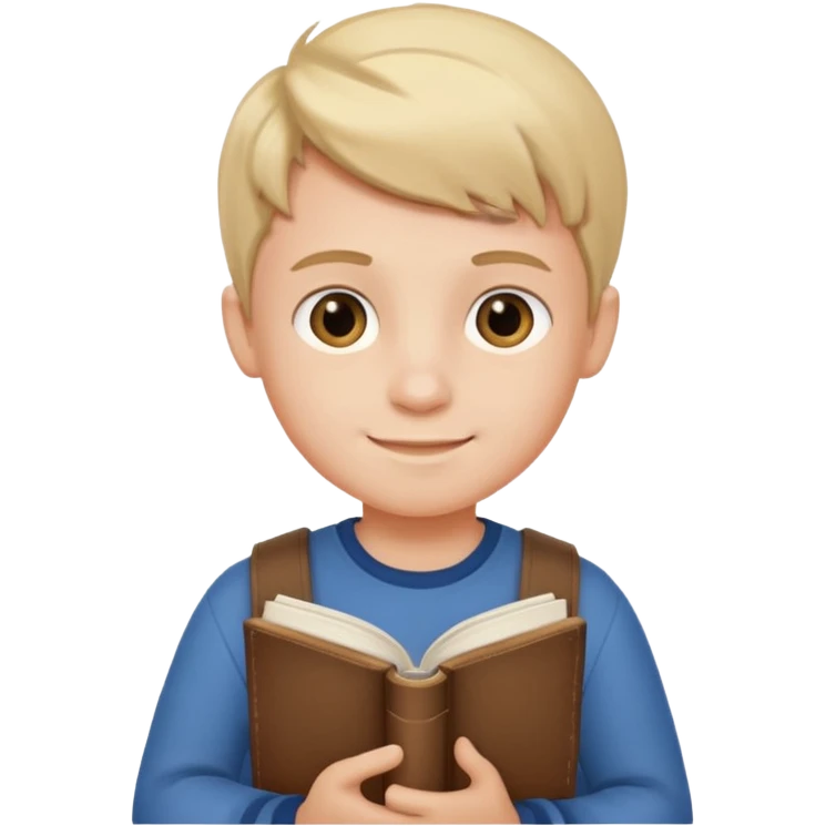 պետք է լինի կանգնած տղա որի աջ ձեռքում լինի գիրք մի փոքր ժպտա  emoji