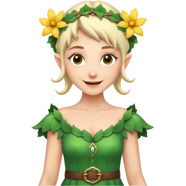 elf wearing flower dress emoji