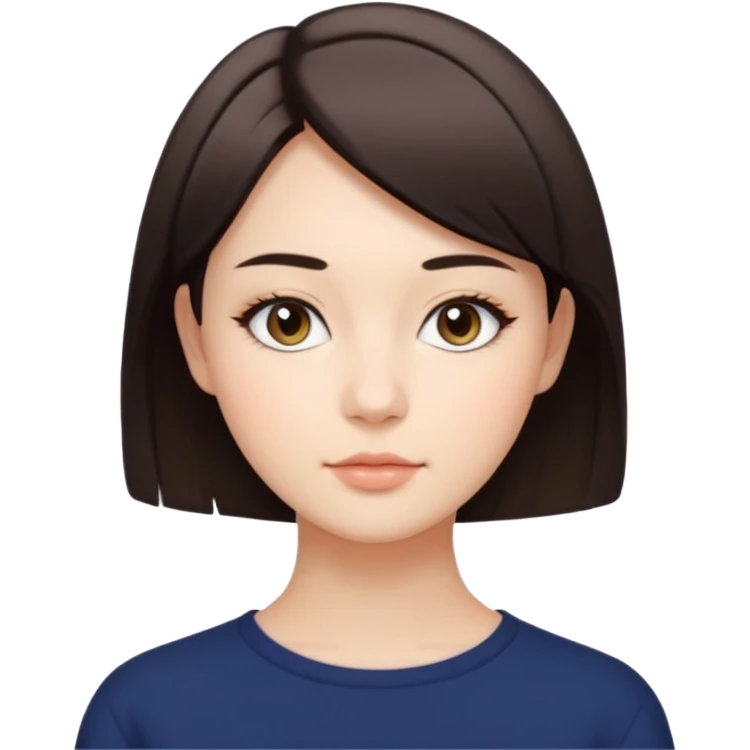 A woman in her 20s with medium short hair without bangs, with double eyelids, a round face shape, with a confident look on her face emoji