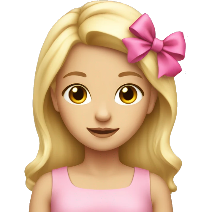 pretty blonde girl with a pink bow in her hair  emoji