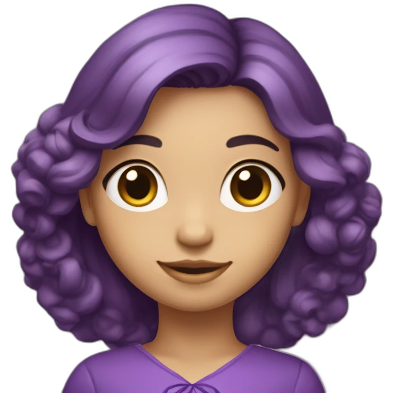 Fille avec des cheveux violet , une robe violette et une fleur dans les cheveux emoji