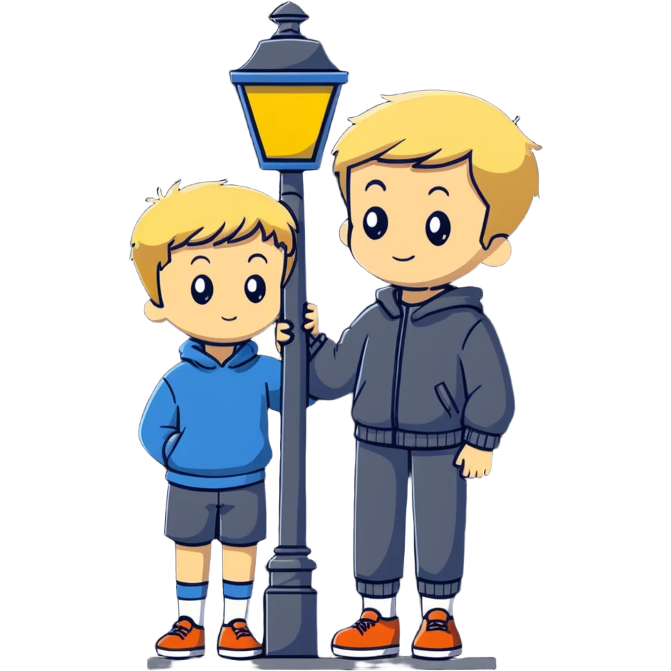 blond boy, short hair, clinging to a lamppost in very strong wind emoji