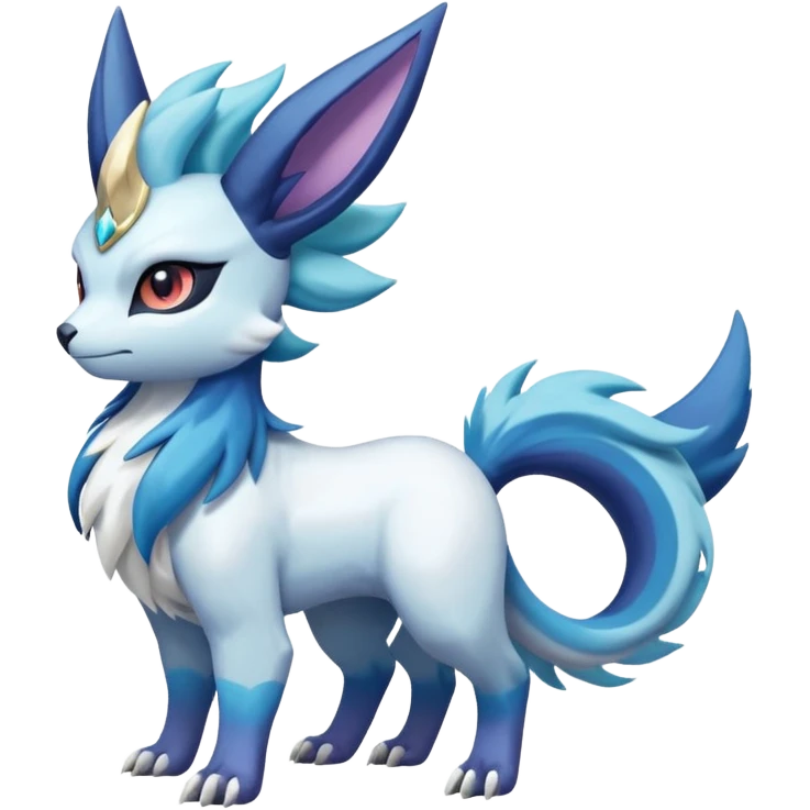 Shiny Sunny furry scaly graceful pastel-gradient Absol-Cobalion-Glaceon-Suicune-Amaura-fusion emoji