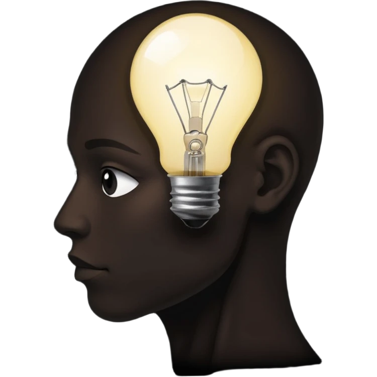 silhouette of a head with a broken light bulb inside emoji