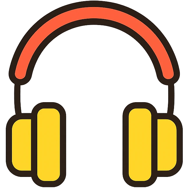 headphones, lineal color icon with black outlines, modern and friendly emoji