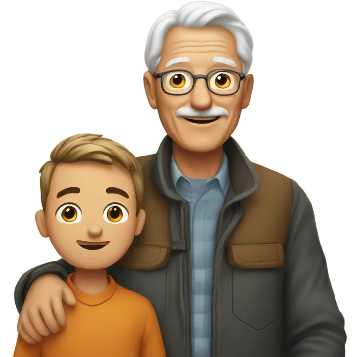 A grandfather with his boy emoji