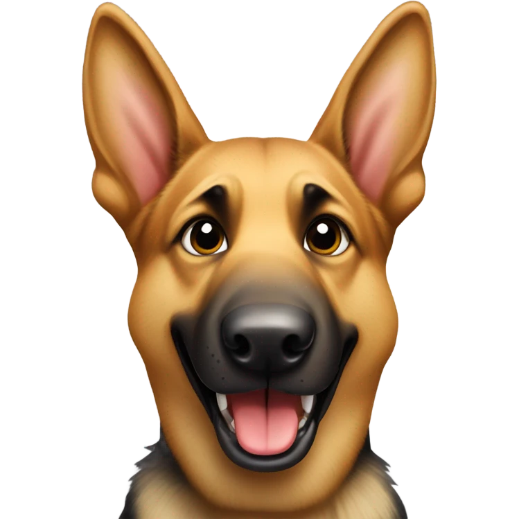 German shepherd making a funny face emoji