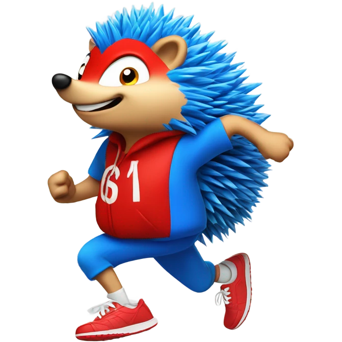 blue hedghehog running fast with red shoes emoji
