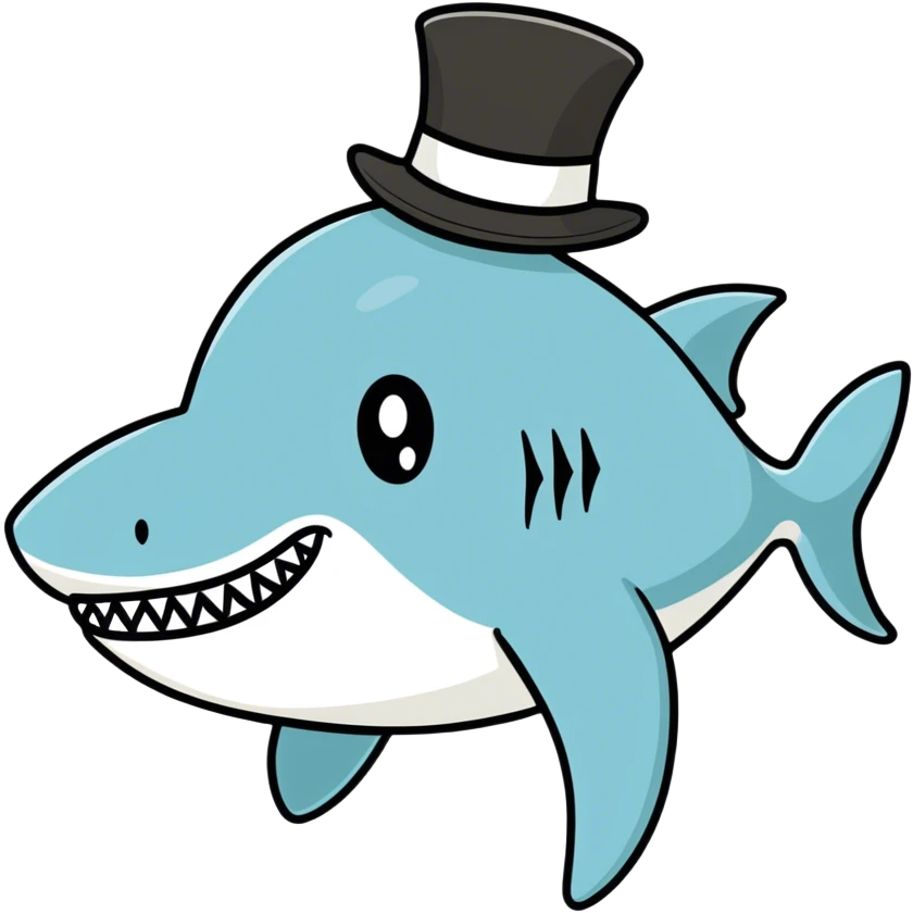 Shark with a top hat emoji
