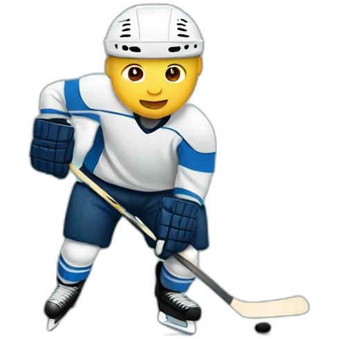 Bald man playing ice hockey emoji