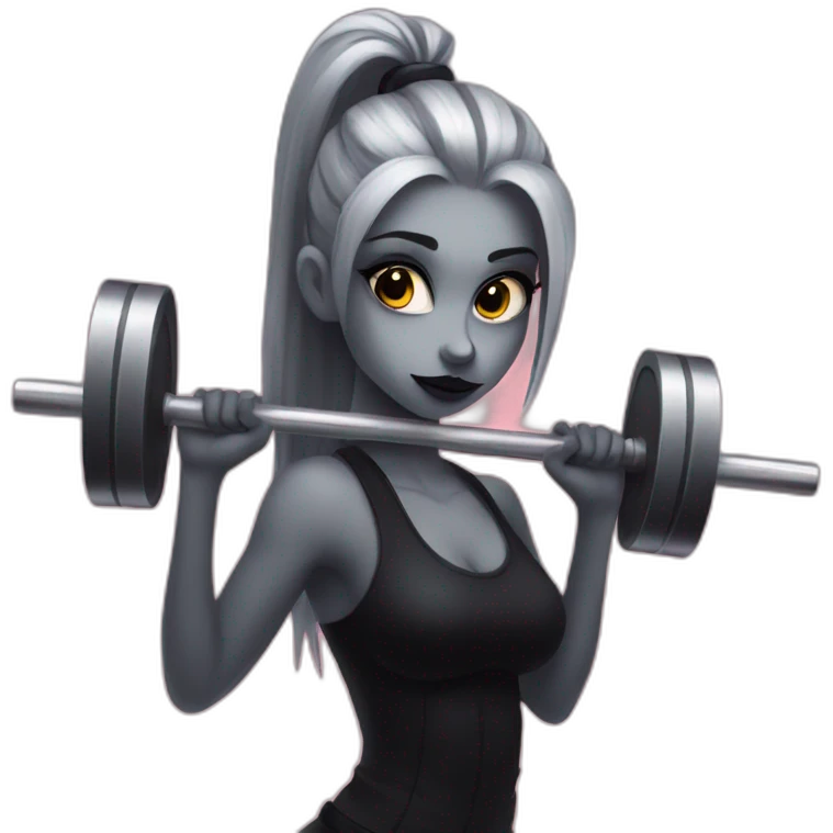 goth girl lifting a barbell emoji