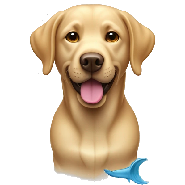 Un labrador avec une pêche dans la bouche  emoji