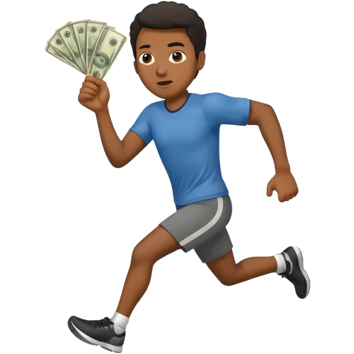 Black Man running with money emoji