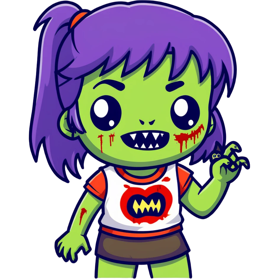 zombie girl with side bangs and fangs emoji
