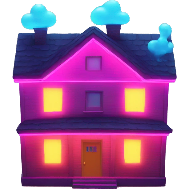 Square Neon blow up house emoji
