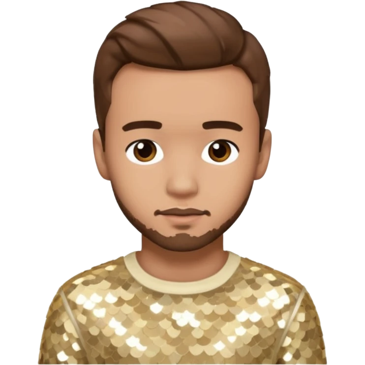 Liam Payne from One Direction with light skin, brown hair, cream sequin outfit emoji