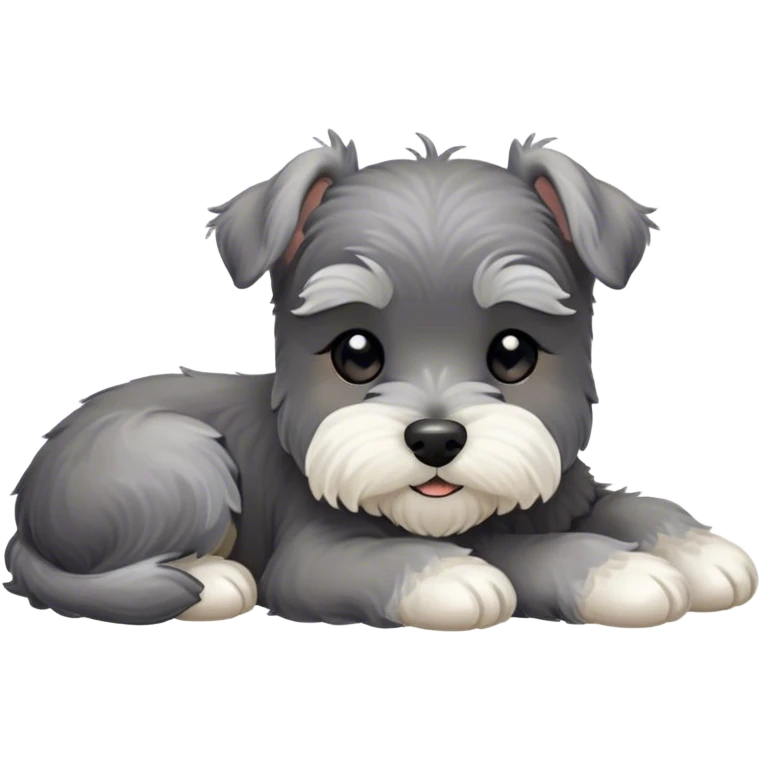 Meme-Worthy Cute Sleeping Miniature Schnauzer Portrait Emoji, Head gently tilted in a relaxed, blissful slumber with a soft, contented smile and eyes tenderly closed, featuring a neat salt-and-pepper fur with charming, relaxed features, simplified yet irresistibly endearing, highly detailed, glowing with a soft, cozy radiance, high shine, exuding gentle, heartwarming charm, styled with a soft glowing outline, capturing the essence of a sleeping Miniature Schnauzer that looks perfectly poised to become a viral icon of adorable rest! emoji