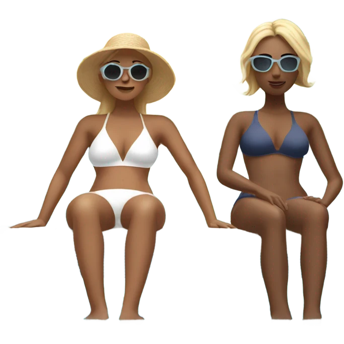 Two white women sunbathing by pool emoji