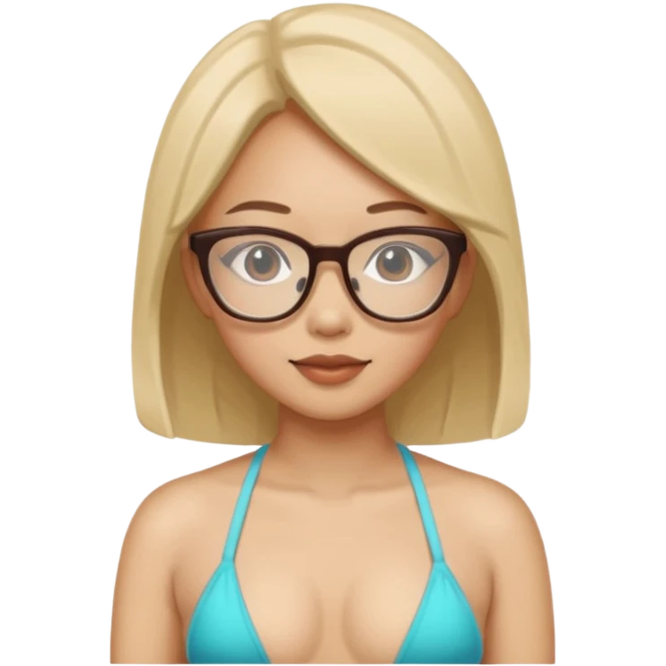 asian woman with glasses wearing a bikini emoji
