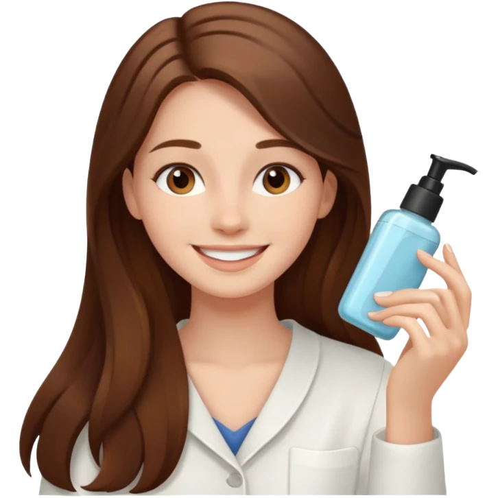 Girl with long hair doing skin care emoji