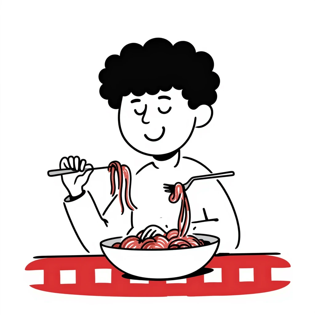 a boy eating spaghetti emoji
