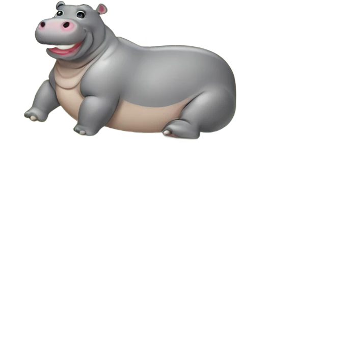 Hippopotamus sunbathing at the beach emoji