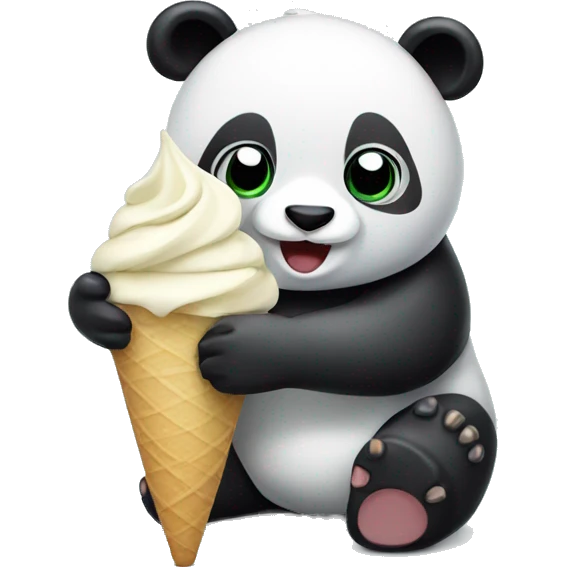 Panda eating ice cream emoji