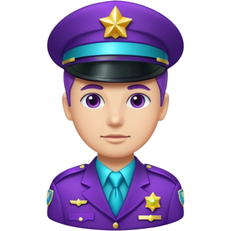 glitter purple and cian pin officer emoji
