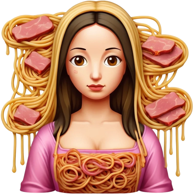  SPAM meat melted pink dripping sauce spaghetti dress monalisa portrait emoji