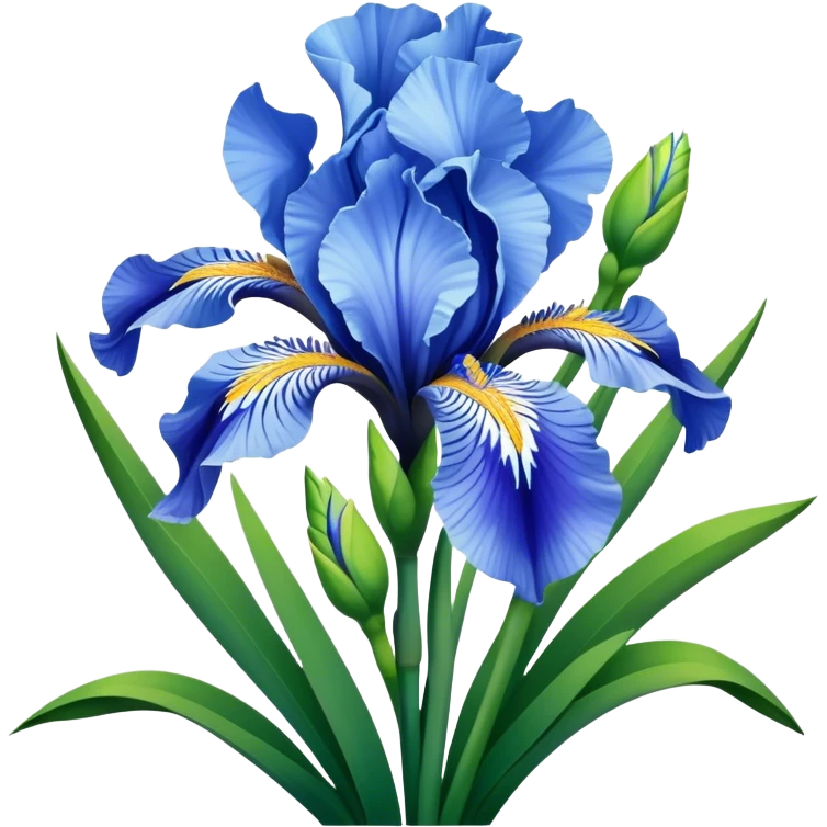 big bouquet Sky Blue Iris, luxuriant, leaf, bud emoji