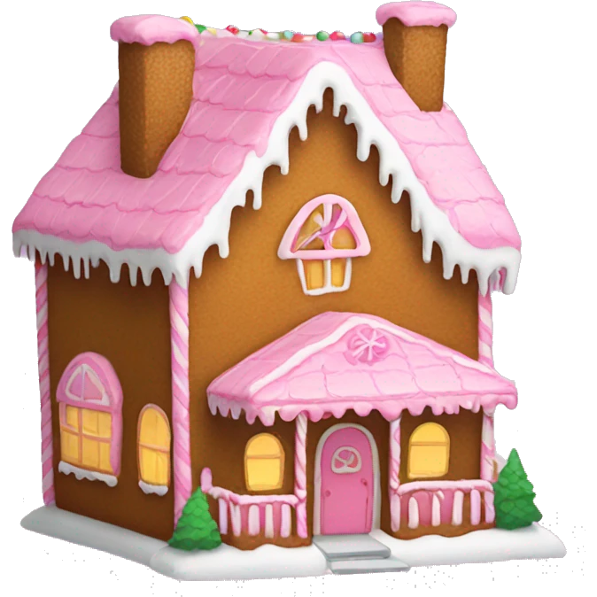A pink gingerbread house emoji