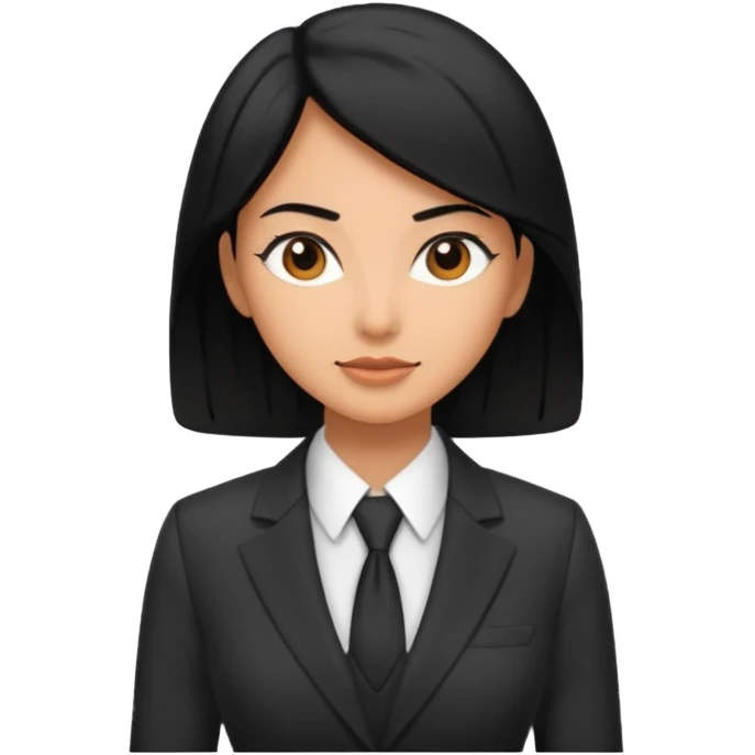female boss in suit, black hair emoji