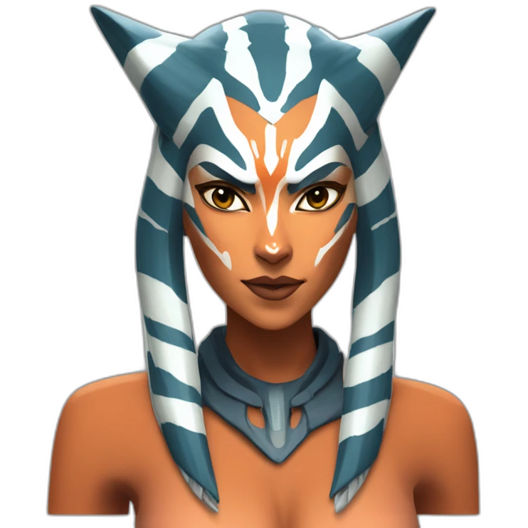 Sexy Ahsoka Tano (Portrait, front facing, Apple iOS 17 style) horns, tendrils emoji