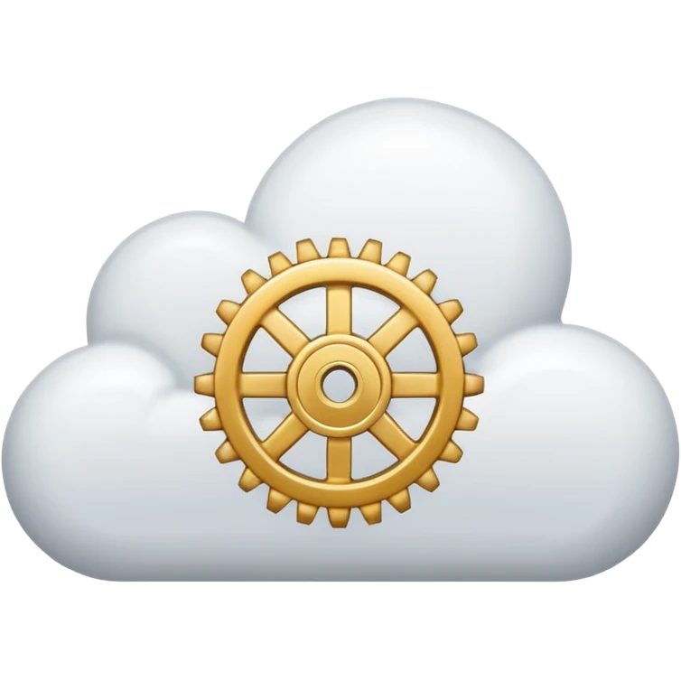 cloud with code brackets {} and a gear emoji