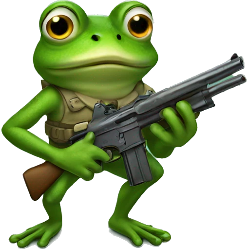 Frog holding a gun emoji