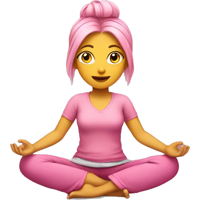 girl in pink clothes with yellow hair sits in lotus position emoji