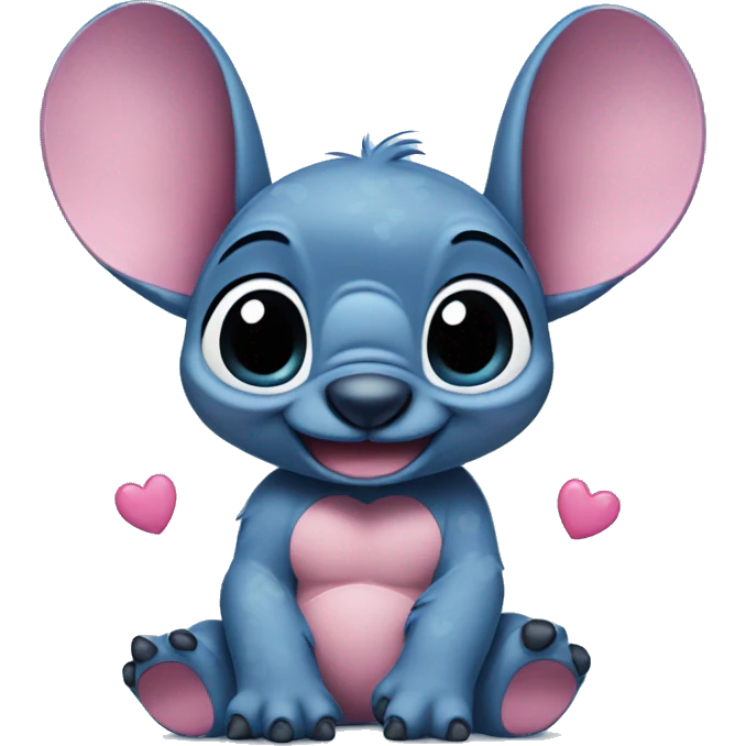 disney character stitch with pink hearts emoji