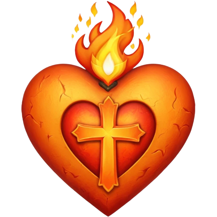 A heart with a cross and flame coming out of the top emoji