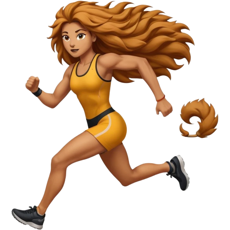 High resolution of a running women lion emoji