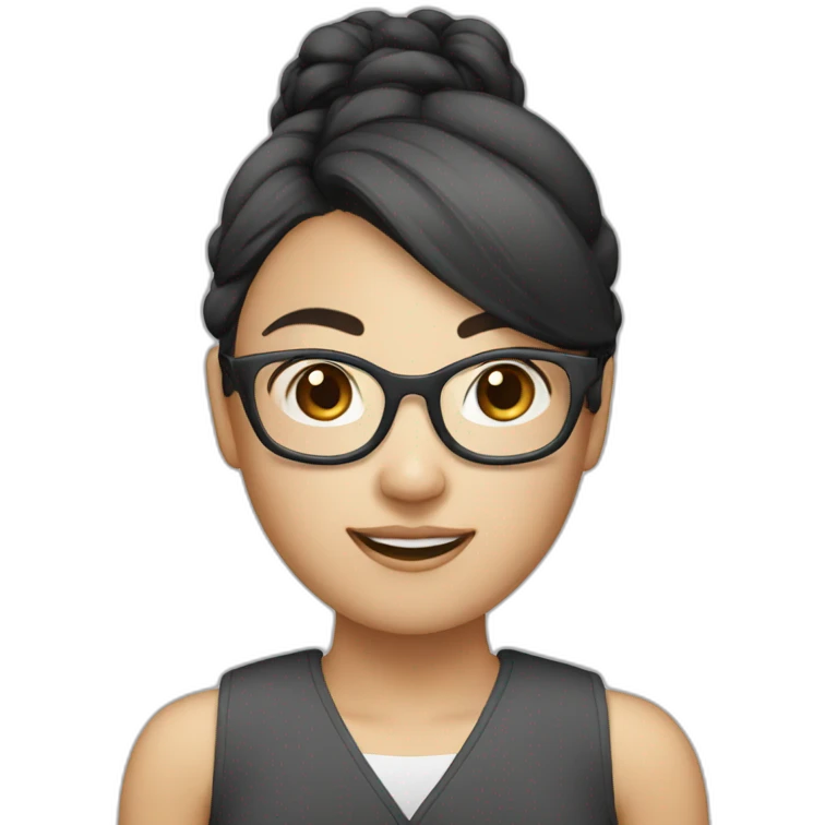asian woman 32 years old with pony tail and glasses emoji