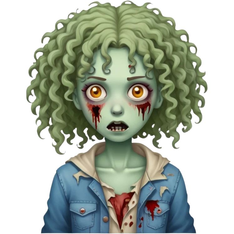 Garota zumbi de cabelo cacheado  emoji