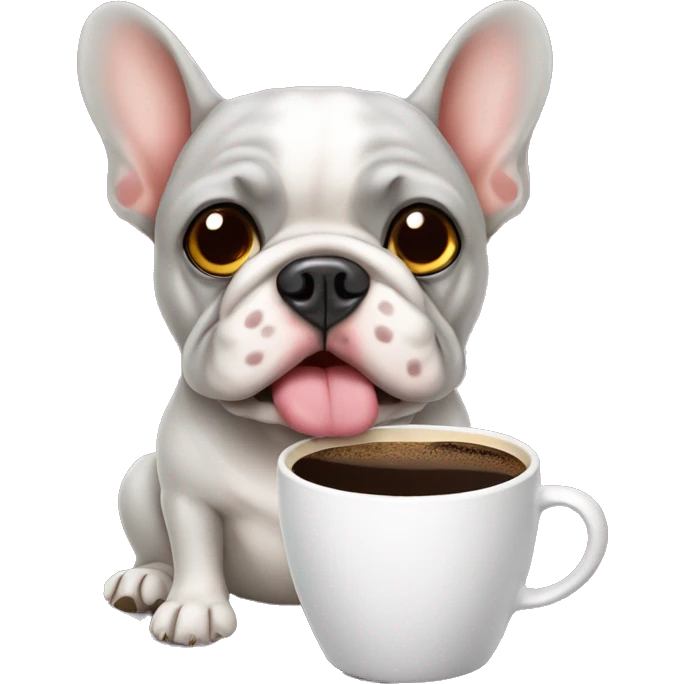 french buldog with coffe emoji