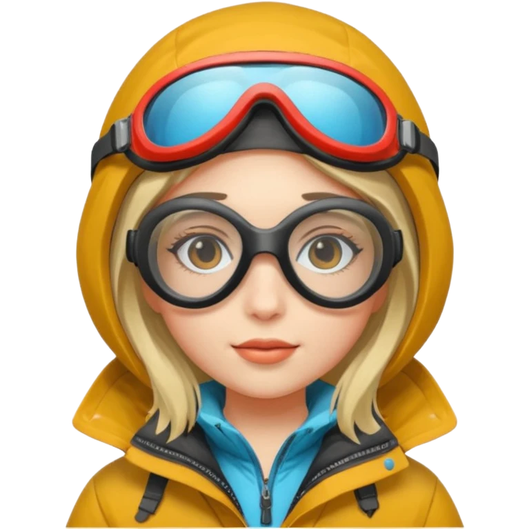 girl in parka, wearing goggles emoji