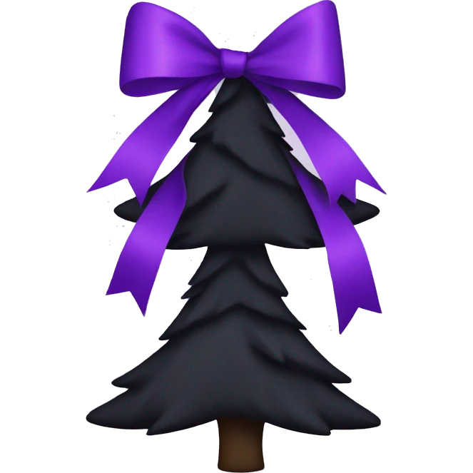 Black Christmas tree with purple bows emoji