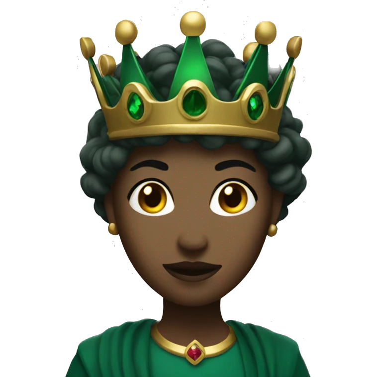 A dark emerald woman with a crown light  emoji