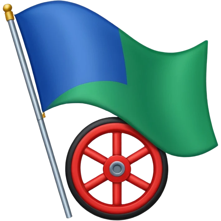 Drapeau bande bleu en haut bande verte en bas et roue rouge au milieu emoji