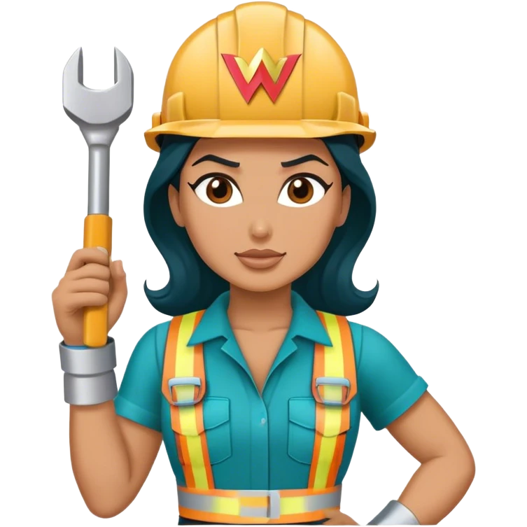 Wonder Woman construction worker in teal emoji
