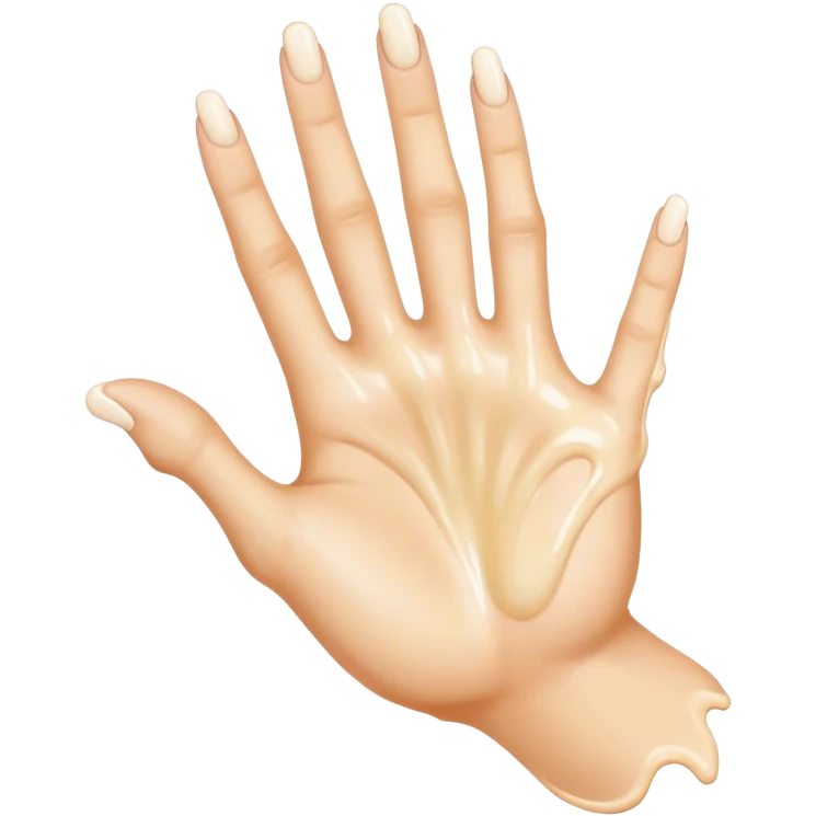 milk dripping directly off palm of hand with 5 fingers emoji